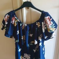Camicia da donna blu a fiori taglia L