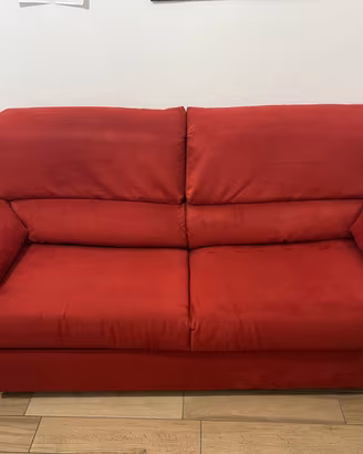 Divano letto scamosciato rosso