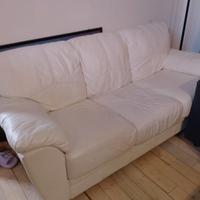 Divano 3 posti in pelle bianca