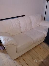 Divano 3 posti in pelle bianca