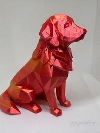 Golden Retriever Low Poly 15cm Scultura Decorativa