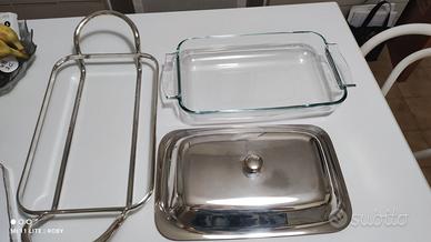 Pirofila e intelaiatura ecoperchio Silver Plate