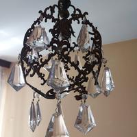 Lampadario ottone con gocce in vetro