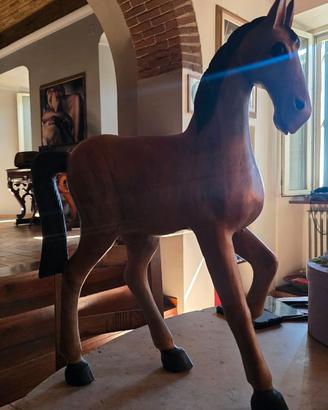 Grande Cavallo in Legno Intagliato a Mano - Scultu