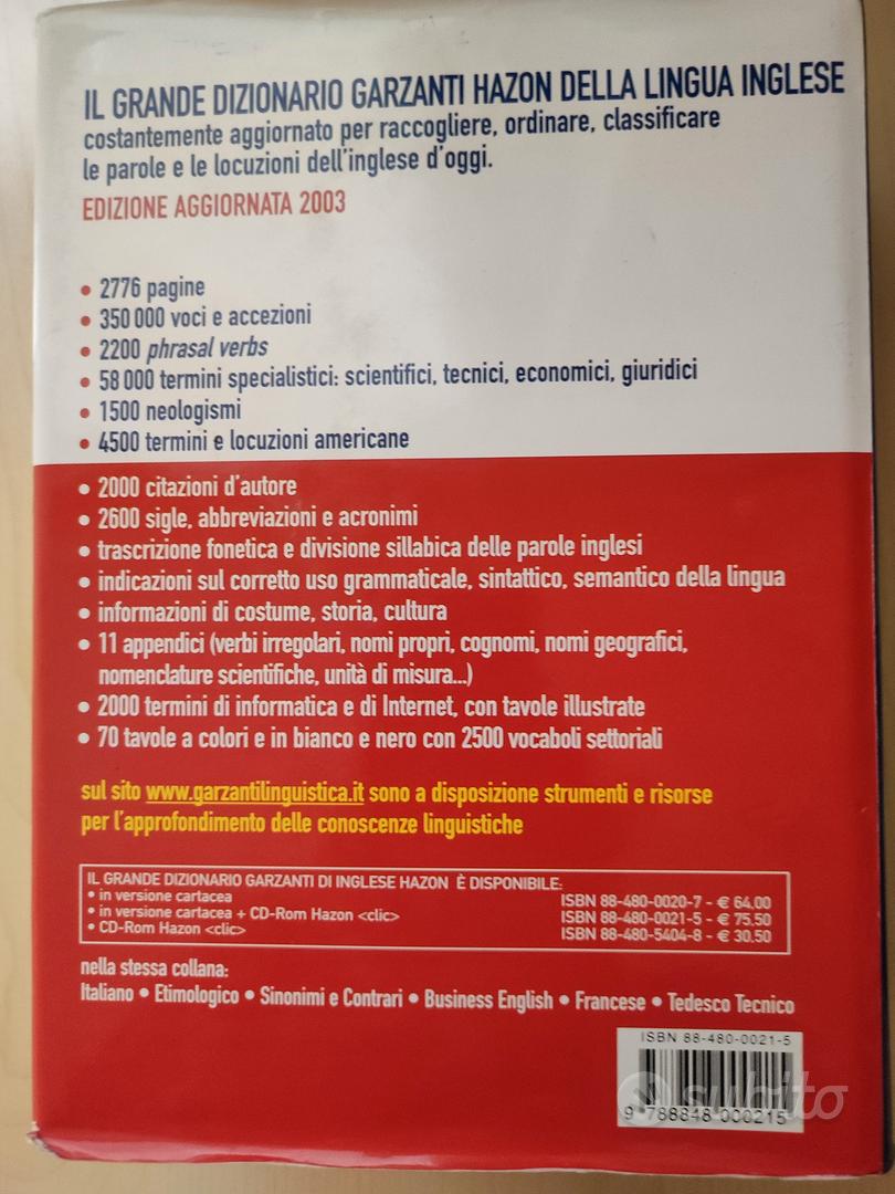 VOCABOLARIO INGLESE-ITALIANO HAZON GARZANTI - Libri e Riviste In vendita a  Roma