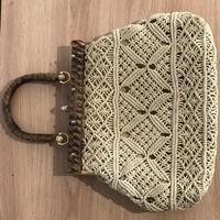 Borsa Vintage Uncinetto Macramè anni 60 70 Crema