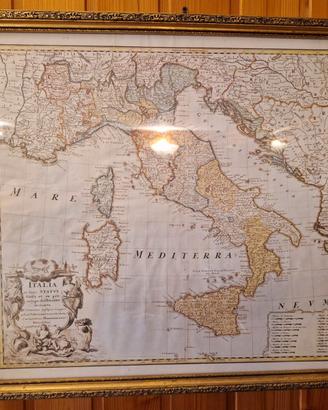 stampa decorativa di una mappa storica italiana