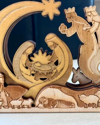 Presepe  natività legno 3D Natale 2026 5 strati