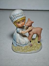 Scultura Porcellana Capodimonte ragazzina cerbiatt