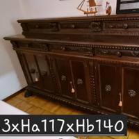 Credenza con alzata in stile rinascimento italiano