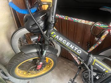 Bicicletta elettrica marca argento pieghevole