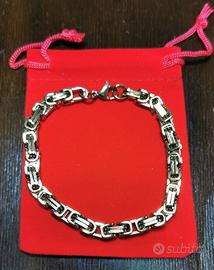 Bracciale a Catena moto intrecciata acciaio inossi