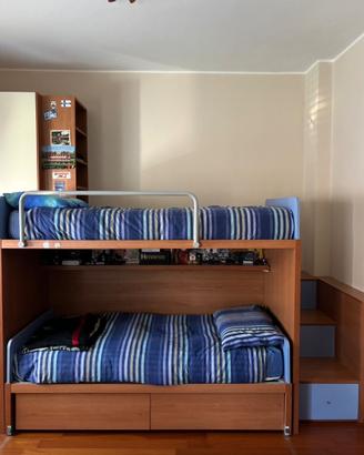 Letto a Castello a Soppalco con 7 Cassetti