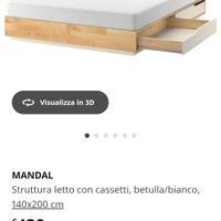 💥Ikea una piazza e mezza Mandal con 4 cassetti+ m