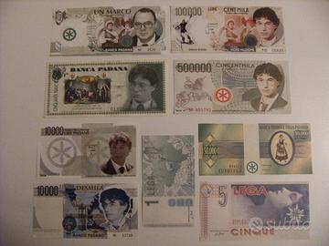 Banconote e gadget Padania Repubblica del Nord