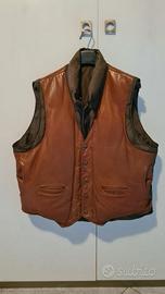 Piumino smanicato vintage in pelle - Taglia XL