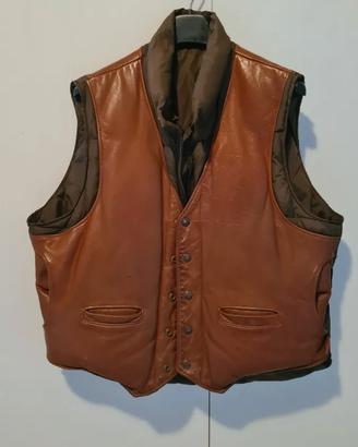 Piumino smanicato vintage in pelle - Taglia XL
