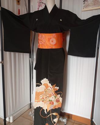 kimono Tomesode giapponese antico in seta 