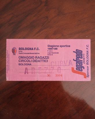 Biglietto Calcio  Bologna - Arezzo 1987-88 Serie B