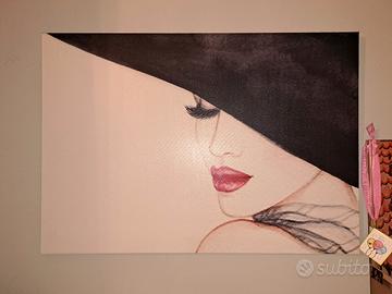 Quadro moderno CHIC🪭 100×70 donna con cappello👒
