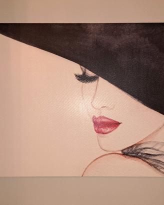 Quadro moderno CHIC🪭 100×70 donna con cappello👒