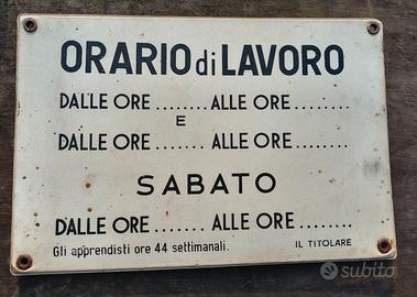 Tabella orario lavoro vintage 