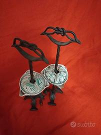 Coppia porta lucerne stile medievale