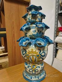 Antica Tulipaniera Vaso ceramica stemma nobiliare