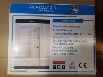 parete in vetro temperato per vasca da bagno