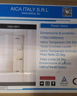 parete in vetro temperato per vasca da bagno