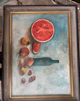 Quadro vintage natura morta - olio su tela