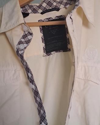 camicia GUESS uomo bianco/panna con dettagli check