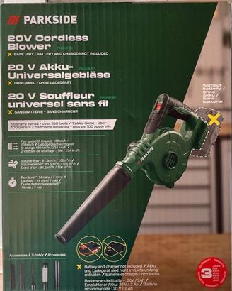soffiatore Parkside a batteria NUOVO no batteria