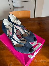 Scarpe aperte davanti in camoscio blu