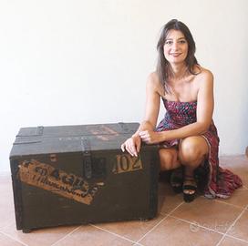 antica cassa militare da trasporto baule viaggio 