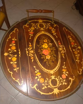 Carrello dessert/bar a 2 piani con ribalta vintage
