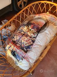 Culla in vimini completa di accessori