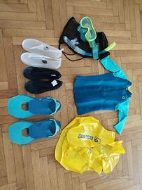 kit completo per snorkling babino 6-8 anni