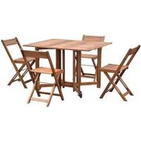 Tavolo consolle da esterno in legno con 4 sedie