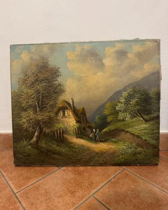 Dipinto olio su tela "Valdés" paesaggio rurale