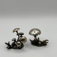 Set miniature in argento 800 rare tema funghi