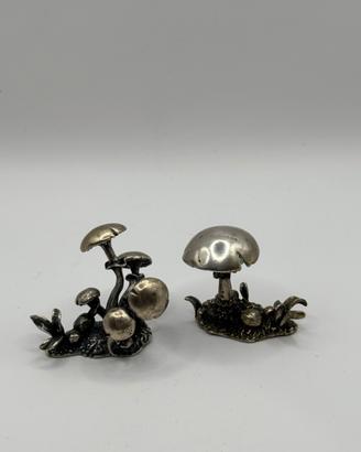 Set miniature in argento 800 rare tema funghi