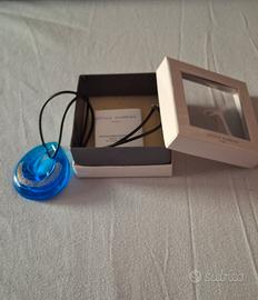 ciondolo Murano + caucciù e argento 