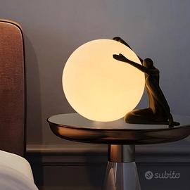 Lampada da tavolo con sfera in vetro scultura arti