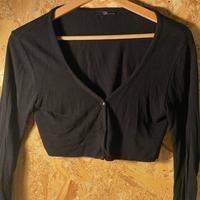 Cardigan Corto Nero a Maniche Lunghe - Stile Minim