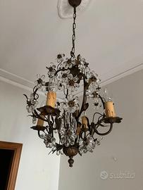 Lampadario - ferro battuto e cristallo artigianale