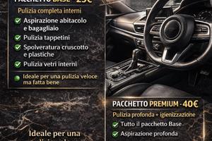 Pulizia interna professionale auto