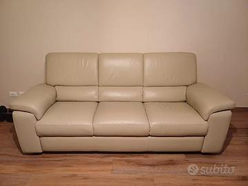 chateau d'ax divano in pelle beige 4 posti
