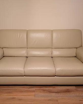 chateau d'ax divano in pelle beige 4 posti