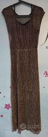 Abito lungo plissettato lurex oro bronzo